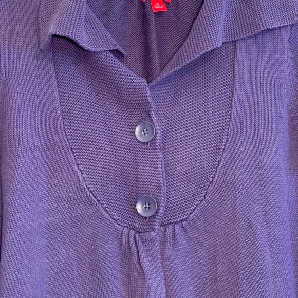 ELLE Purple Cardigan Short Sleeve Knit Crochet Sweater Button Top Size XL - Picture 3 of 10
